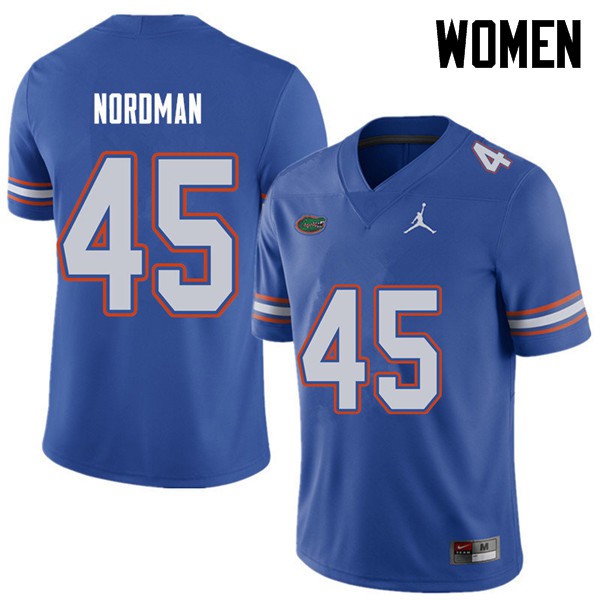 Jordan Brand Women #45 Charles Nordman Florida Gators College Football Jerseys Royal